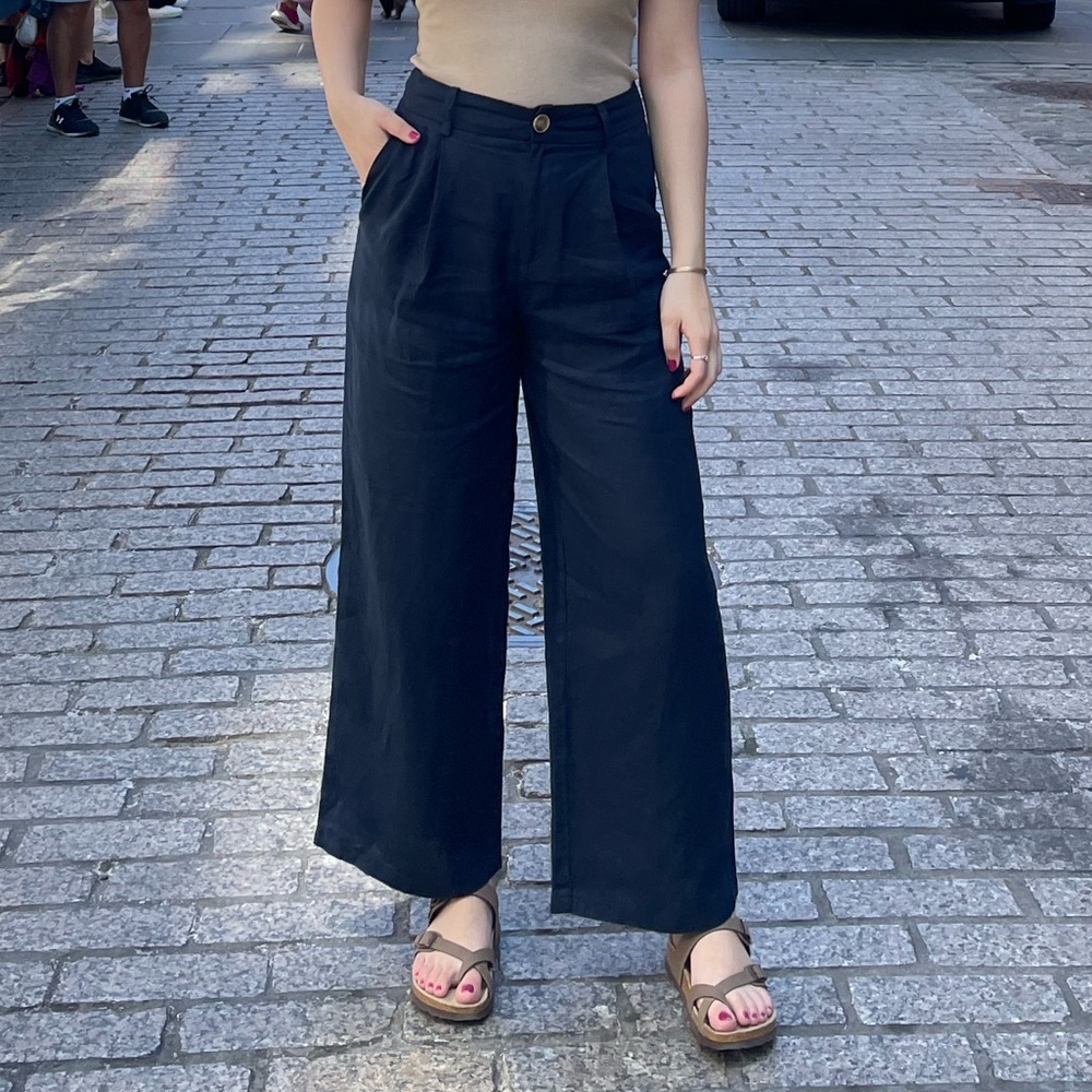 Zara Linen Pants - Wide Leg Cropped